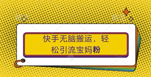 快手无脑搬运，轻松引流宝妈粉，纯小白轻松上手【揭秘】-E家云商