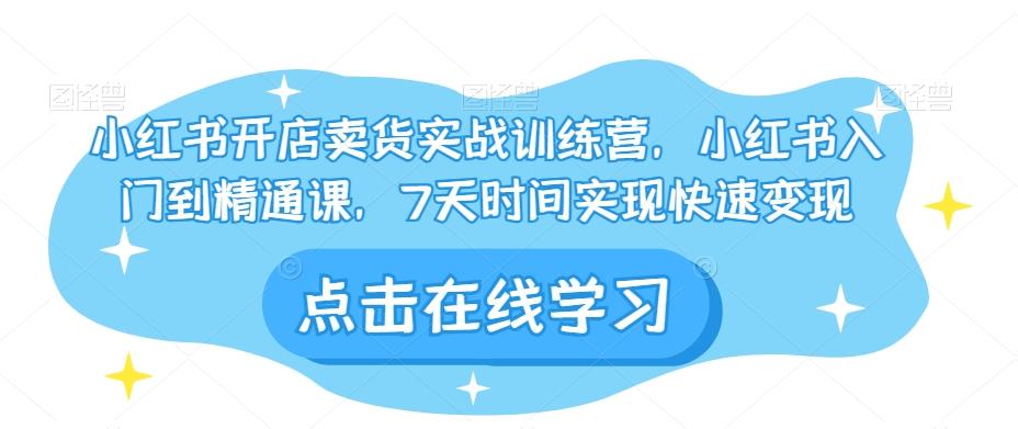 小红书开店卖货实战训练营，小红书入门到精通课，7天时间实现快速变现-E家云商