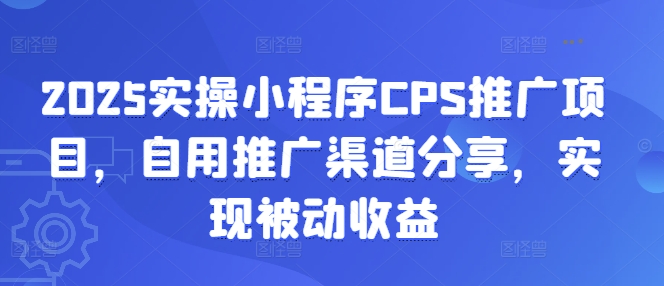 2025实操小程序CPS推广项目，自用推广渠道分享，实现被动收益-E家云商