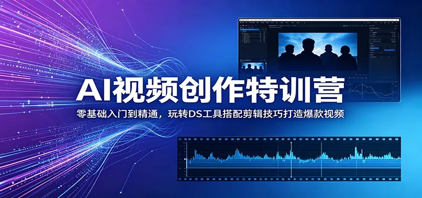 AI视频创作特训营：零基础入门到精通，玩转DS工具搭配剪辑技巧打造爆款视频-e家网