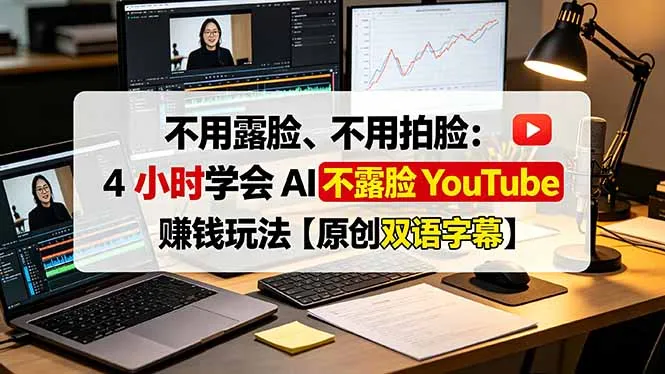 不用露脸、不用拍脸：4 小时学会 AI 不露脸 YouTube 赚钱玩法【原创双语字幕】-e家网