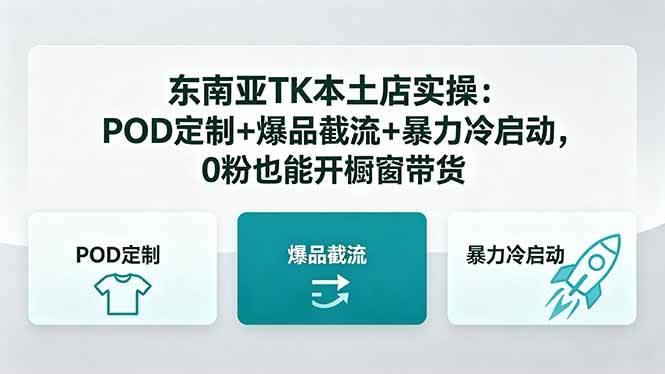 （18488期）东南亚TK本土店实操-5月更新：POD定制+爆品截流+暴力冷启动，0粉也能开橱窗带货-e家网