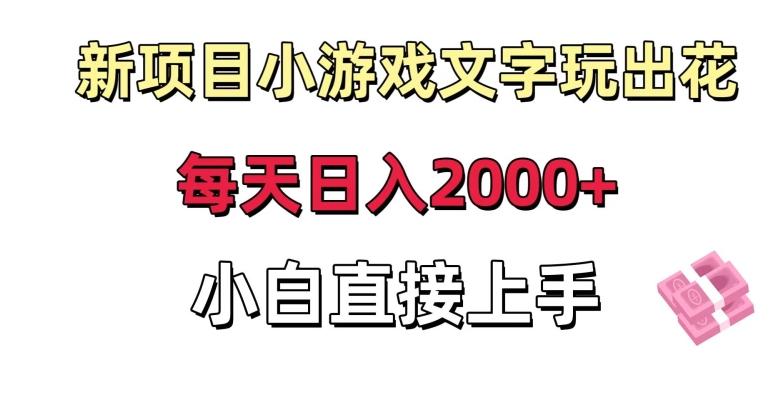 新项目小游戏文字玩出花日入2000+，每天只需一小时，小白直接上手【揭秘】-e家网
