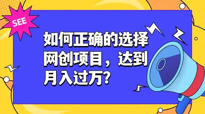 如何正确的选择网创项目，达到月入过万？，本课程教你正确选择项目。-e家网