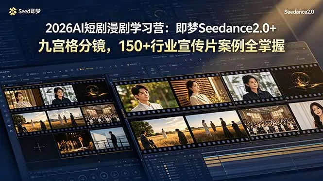 2026AI短剧漫剧学习营：即梦Seedance2.0+九宫格分镜，150+行业宣传片案例全掌握-e家网