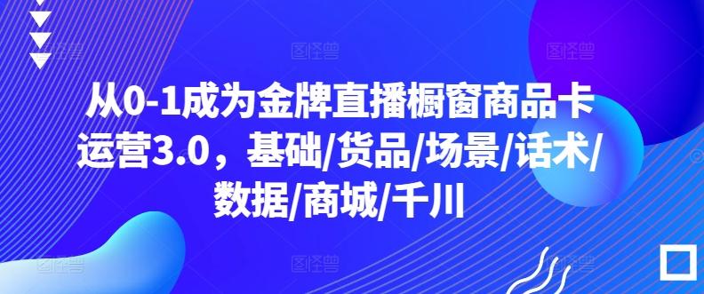 从0-1成为金牌直播橱窗商品卡运营3.0，基础/货品/场景/话术/数据/商城/千川-E家云商
