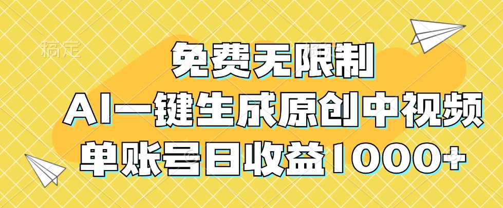 免费无限制,AI一键生成原创中视频,单账号日收益1000+-E家云商