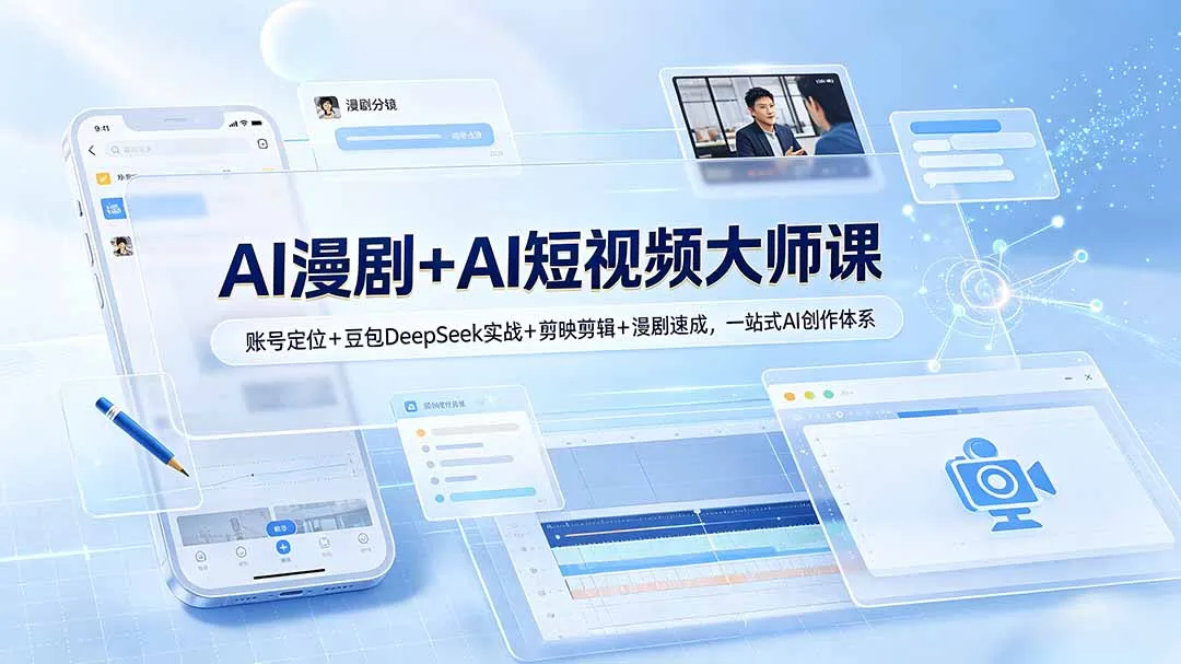 AI漫剧+AI短视频大师课：账号定位+豆包DeepSeek实战+剪映剪辑+漫剧速成，一站式AI创作体系-e家网