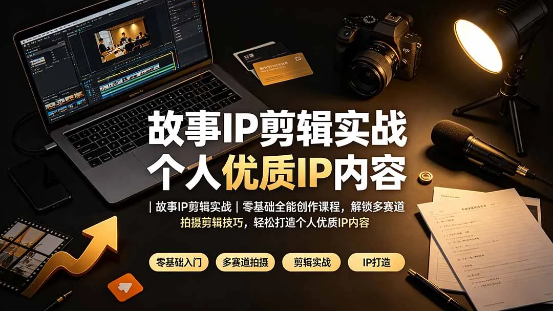 故事IP剪辑实战｜零基础全能创作课程，解锁多赛道拍摄剪辑技巧，轻松打造个人优质IP内容-e家网