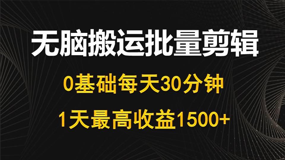 (10008期)每天30分钟，0基础无脑搬运批量剪辑，1天最高收益1500+-E家云商