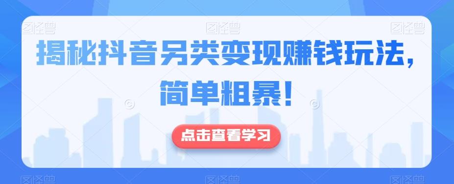 揭秘抖音另类变现赚钱玩法，简单粗暴！-w 刷的