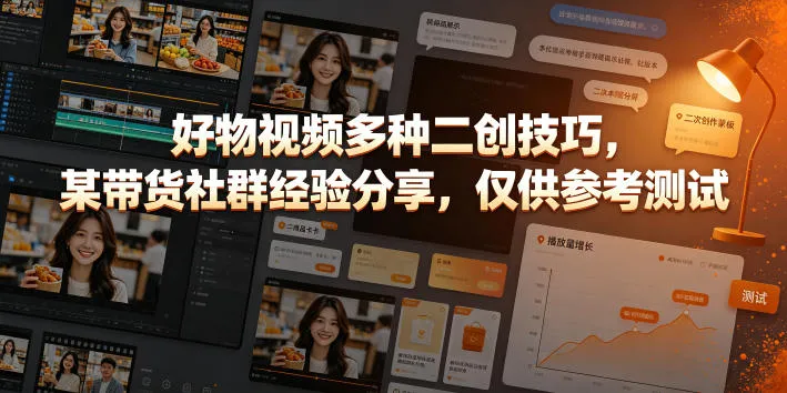 好物视频多种二创技巧，某带货社群经验分享，仅供参考测试-e家网