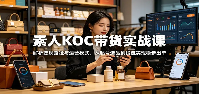 素人KOC带货实战课：解析变现路径与运营模式，从起号选品到投流实现稳步出单-e家网