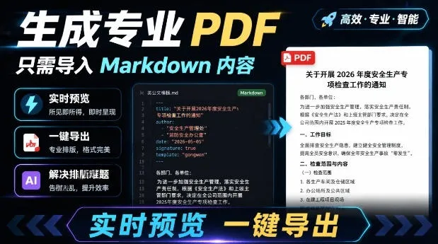 只需导入Markdown内容，实时预览一键导出专业PDF！轻松解决AI生成内容排版问题Presto-e家网