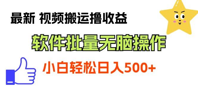 最新视频搬运撸收益，软件无脑批量操作，新手小白轻松上手-E家云商