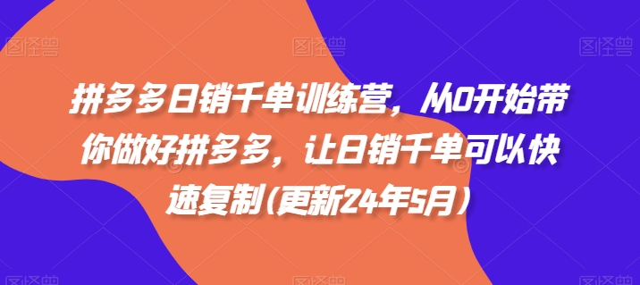 拼多多日销千单训练营，从0开始带你做好拼多多，让日销千单可以快速复制(更新24年11月)-E家云商