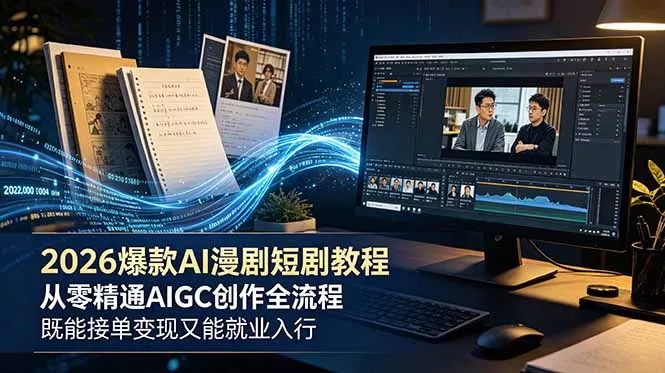2026 爆款 AI 漫剧短剧教程 从零精通 AIGC 创作全流程 既能接单变现又能就业入行-e家网