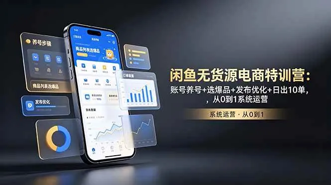 （18979期）闲鱼无货源电商特训营：账号养号+选爆品+发布优化+日出10单，从0到1系统运营-e家网