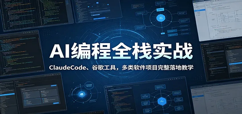AI编程全栈实战:ClaudeCode、谷歌工具,多类软件项目完整落地教学-e家网