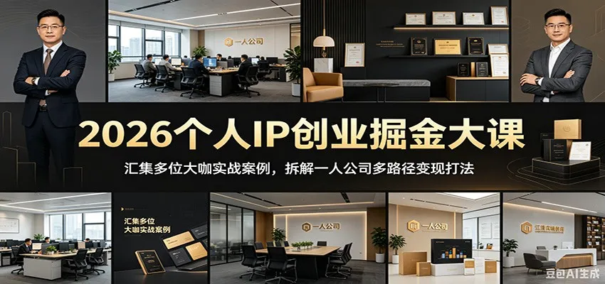 2026个人IP创业掘金大课：汇集多位大咖实战案例，拆解一人公司多路径变现打法-e家网