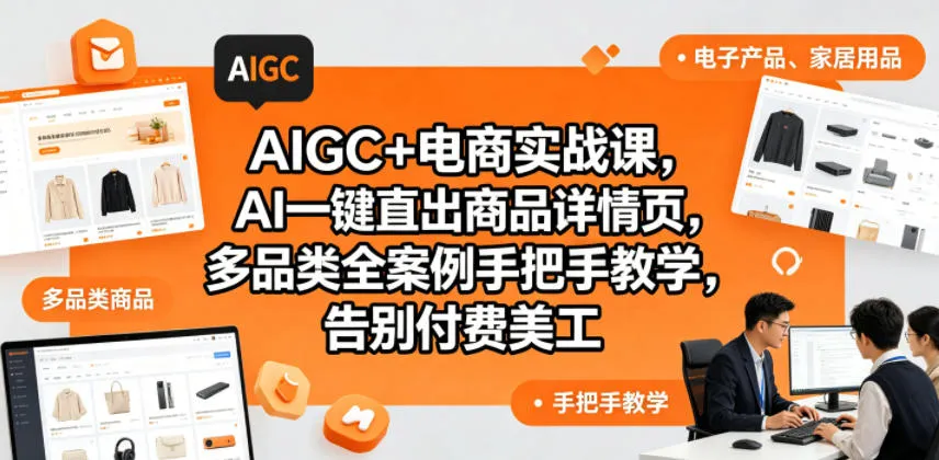 AIGC+电商实战课，AI一键直出商品详情页，多品类全案例手把手教学，告别付费美工(更新0704)-e家网