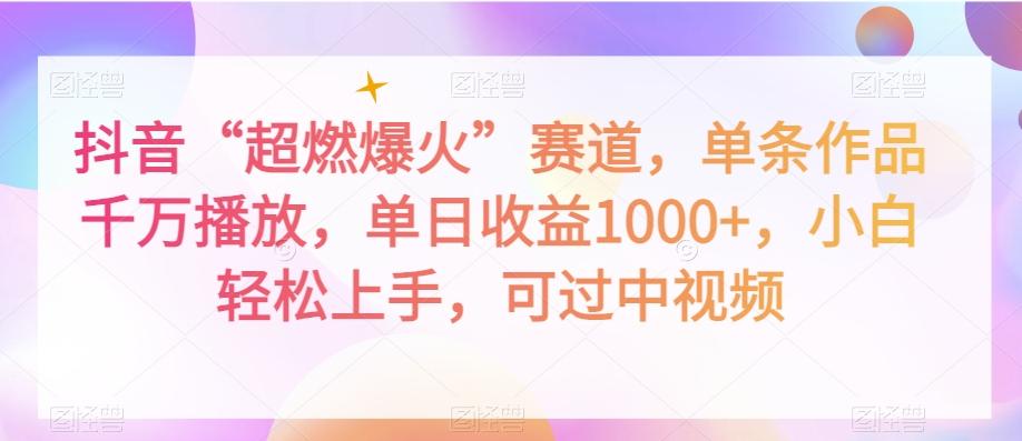 抖音“超燃爆火”赛道，单条作品千万播放，单日收益1000+，小白轻松上手，可过中视频【揭秘】-E家云商