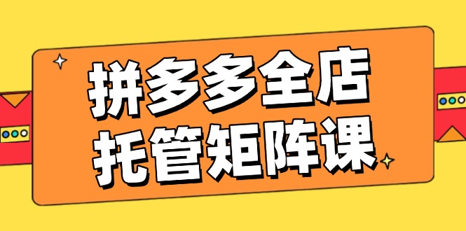拼多多全店托管矩阵课，盈利动销玩法，高效计划设置，提升店铺效益-E家云商