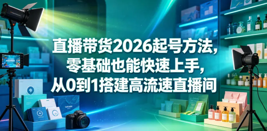 直播带货2026起号方法，零基础也能快速上手，从0到1搭建高流速直播间-e家网