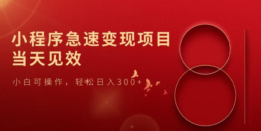 小程序急速变现项目，当天见效，小白可操作，轻松日入300+-e家网