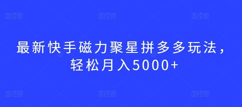 最新快手磁力聚星拼多多玩法，轻松月入5000+【揭秘】-E家云商