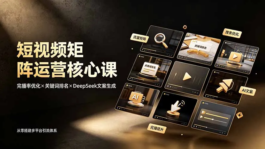 短视频矩阵运营核心课：完播率优化×关键词排名×DeepSeek文案生成，从零搭建多平台引流体系-e家网