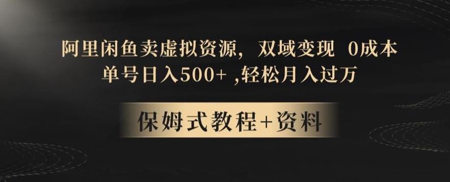 阿里闲鱼卖虚拟资源，双域变现，0成本，日入500+，轻松月入过万-E家云商