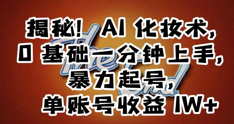 揭秘！AI化妆术，0基础一分钟上手，暴力起号，单账号收益1W+-E家云商