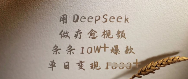用DeepSeek做疗愈视频，条条10W+爆款，单日变现多张-E家云商