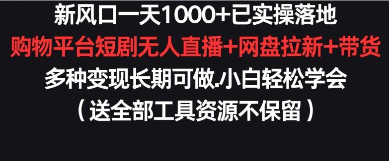 新风口一天1000+已实操落地购物平台短剧无人直播+网盘拉新+带货多种变现长期可做【揭秘】-E家云商