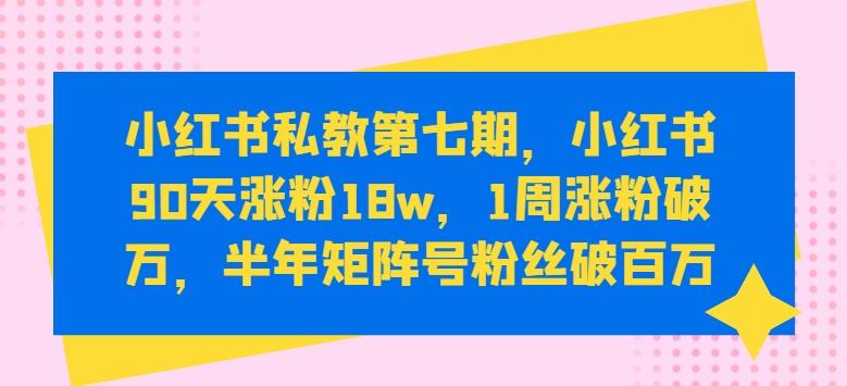 小红书私教第七期，小红书90天涨粉18w，1周涨粉破万，半年矩阵号粉丝破百万-E家云商
