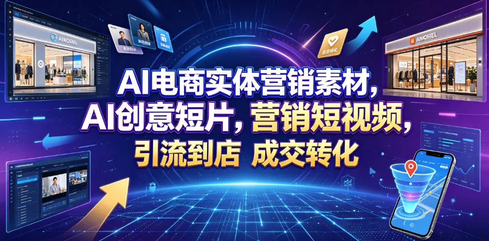 AI电商实体营销素材，AI创意短片，高效打造营销短视频，轻松引流到店，稳定提升门店客流与成交转化-e家网