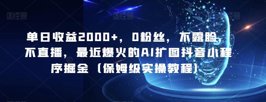单日收益2000+，0粉丝，不露脸，不直播，最近爆火的AI扩图抖音小程序掘金（保姆级实操教程）-e家网