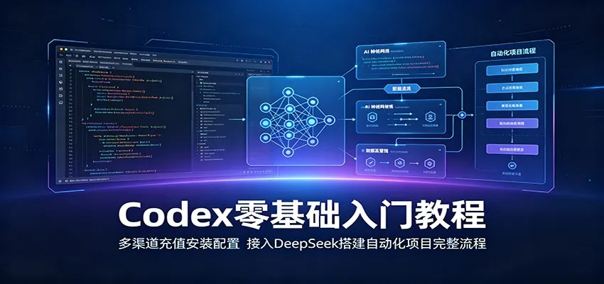 Codex零基础入门教程：多渠道充值安装配置，接入DeepSeek搭建自动化项目完整流程-e家网