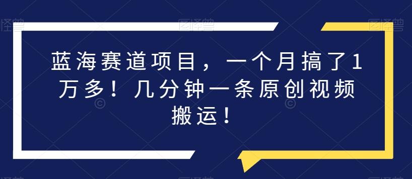 蓝海赛道项目，一个月搞了1万多！几分钟一条原创视频搬运！-E家云商