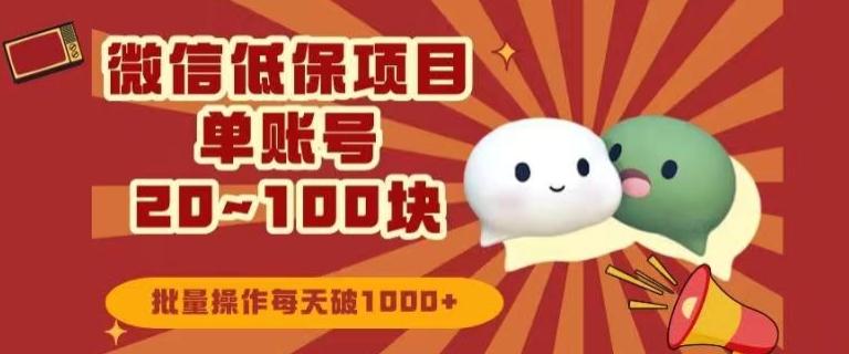 微信领低保单账号20元-100元，批量操作每天破1000+-E家云商