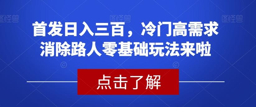 首发日入三百，冷门高需求消除路人零基础玩法来啦【揭秘】-E家云商