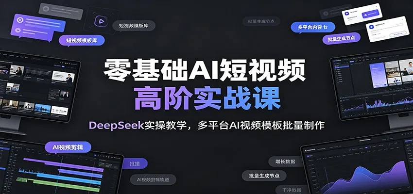 零基础AI短视频高阶实战课：DeepSeek实操教学，多平台AI视频模板批量制作-e家网