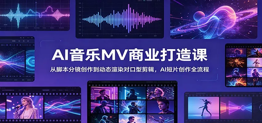 AI音乐MV商业打造课：从脚本分镜创作到动态渲染对口型剪辑，AI短片创作全流程-e家网