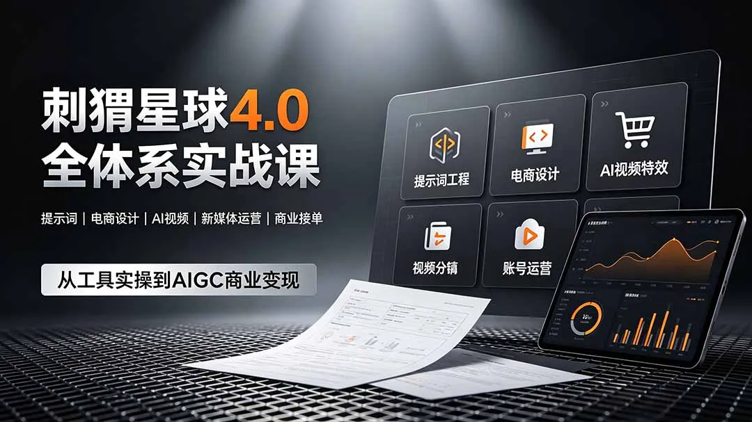 刺猬星球4.0全体系实战课，覆盖提示词工程、电商设计、AI视频特效与新媒体运营，一站式掌握AIGC商业核心技能-e家网
