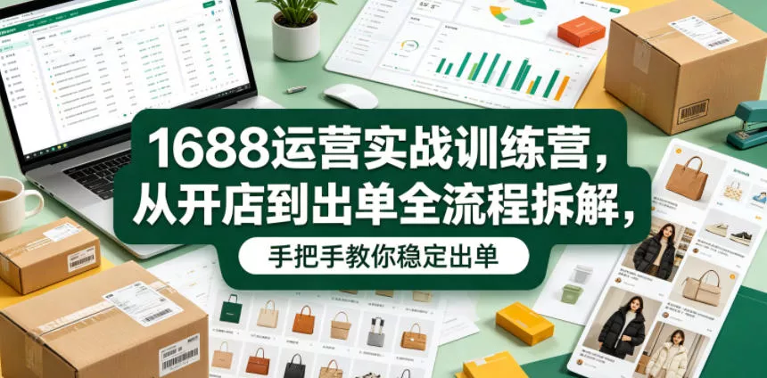 1688运营实战训练营，从开店到出单全流程拆解，手把手教你稳定出单(更新0620)-e家网