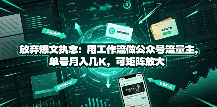 放弃爆文执念：用工作流做公众号流量主，单号月入几K，可矩阵放大-e家网