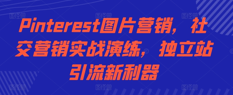 Pinterest图片营销，社交营销实战演练，独立站引流新利器-E家云商