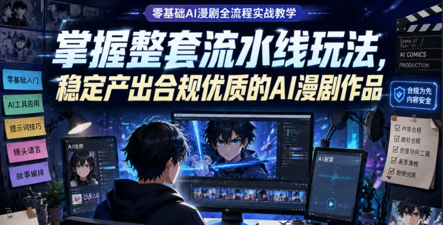 零基础AI漫剧全流程实战教学，掌握整套流水线玩法，稳定产出合规优质的AI漫剧作品-e家网