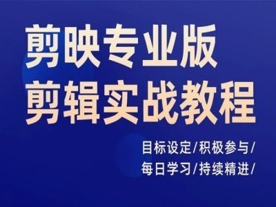 剪映专业版剪辑实战教程，目标设定/积极参与/每日学习/持续精进-E家云商